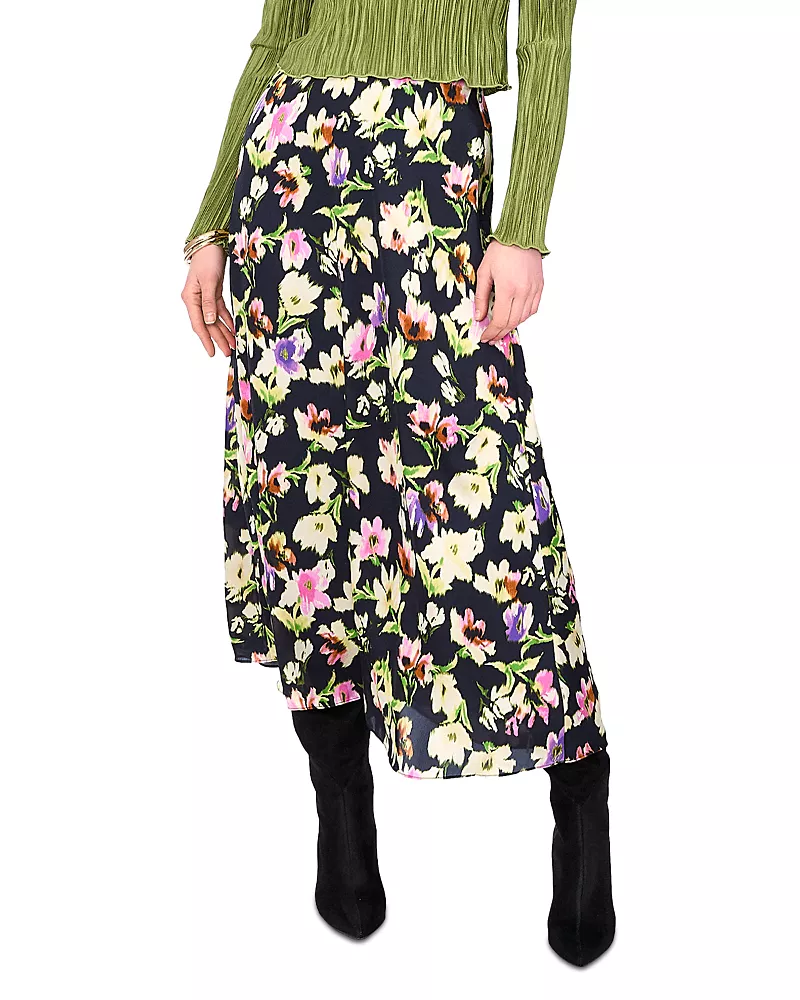 Vince Camuto Floral Print Midi Skirt