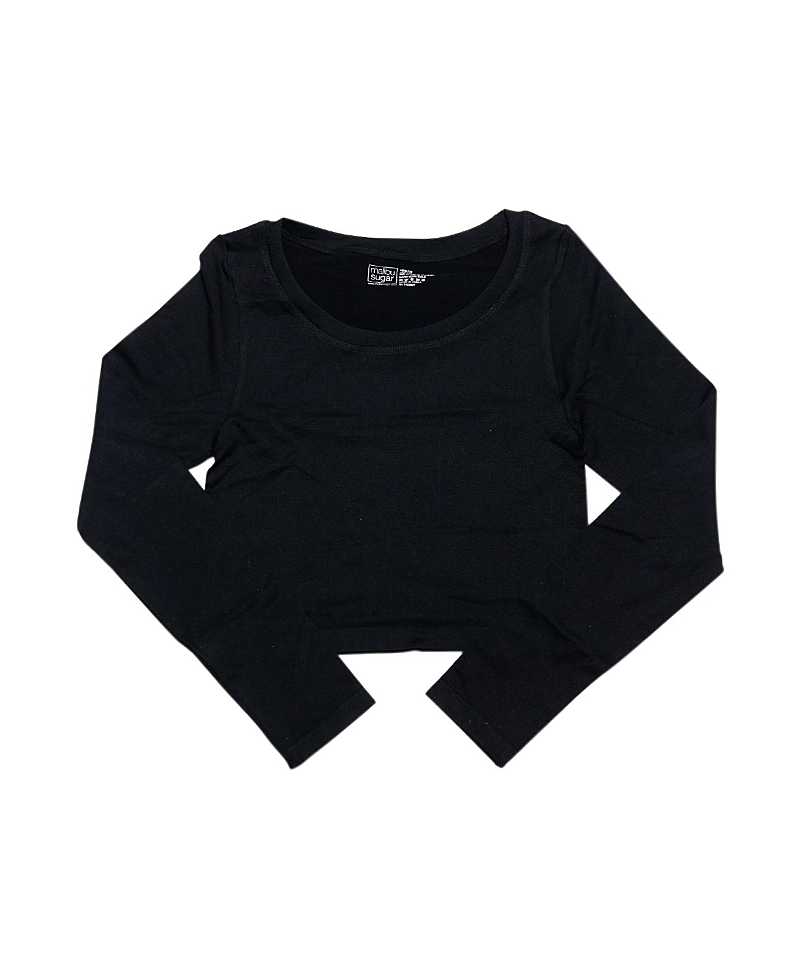 Malibu Sugar Girls' Goes With Everything Long Sleeve Seamless Top - Big Kid In Black