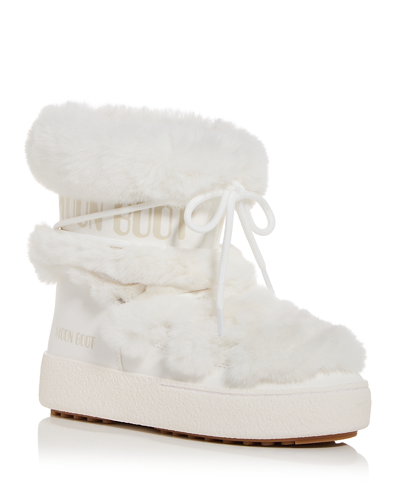 Moon Boot Ltrack Monaco Faux Fur-trimmed Shell And Faux Leather Snow Boots In White