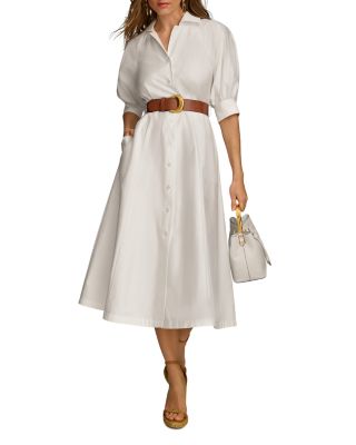 Belted A Line Midi Satin Dress