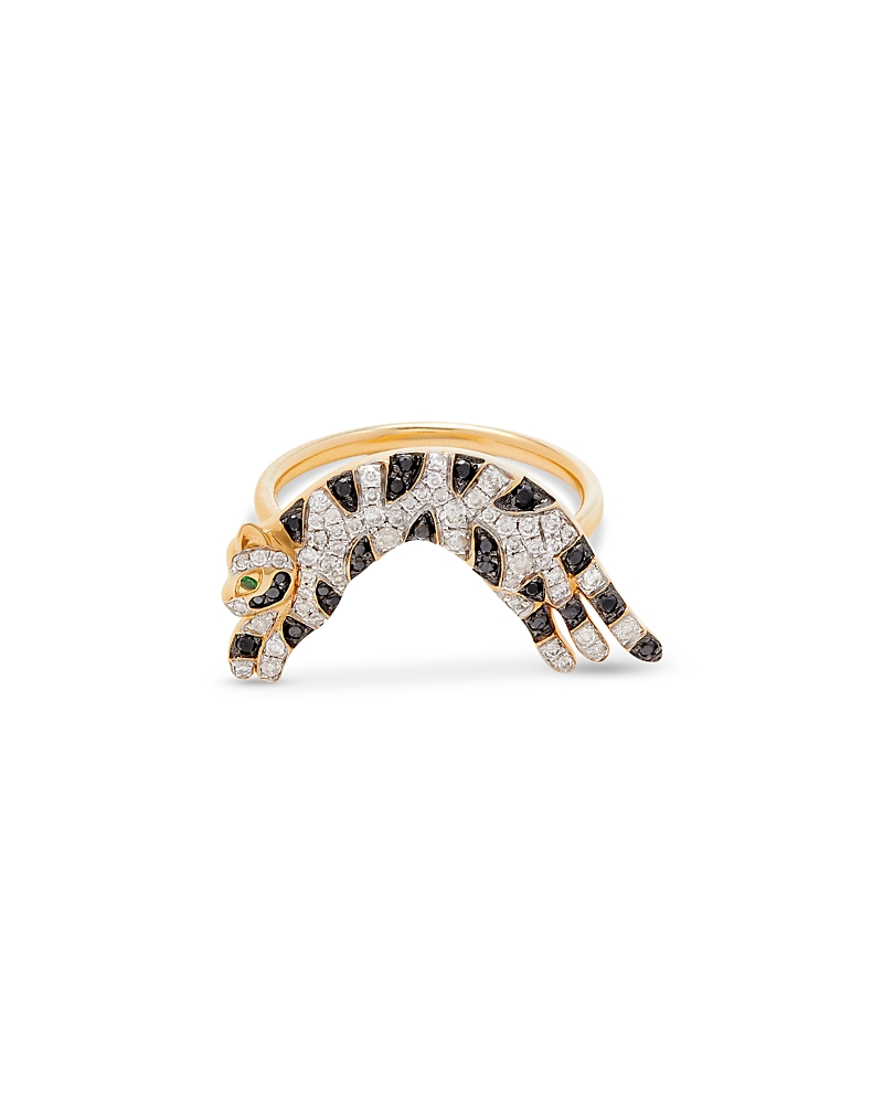 Yvonne Léon 18k Yellow Gold Diamond & Tsavorite Cat Ring In Gold