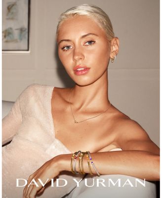 Petite Cable Linked Necklace in Sterling Silver with 14K Yellow Gold, 15-17&amp;quot;