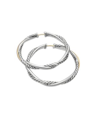 Petite Infinity Hoop Earrings in Sterling Silver with 14K Yellow Gold