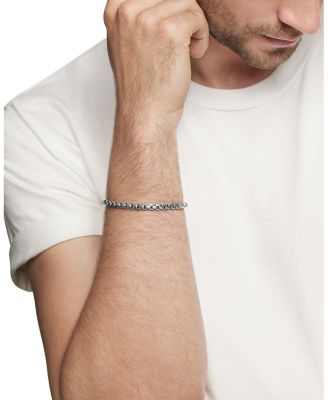 Men's Box Chain Bracelet in Sterling Silver or Stainless Steel with 14K Yellow Gold, 5mm