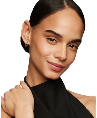 Petite Infinity Huggie Hoop Earrings in Sterling Silver with 14K Yellow Gold