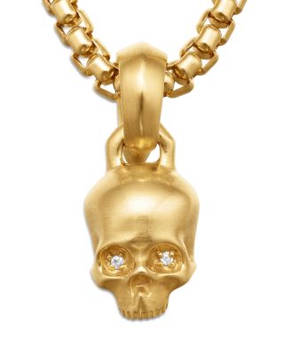 18K Yellow Gold Extra Small Skull Charm with Diamonds