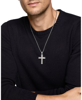 Chevron Cross Pendant in Sterling Silver, 41.5mm