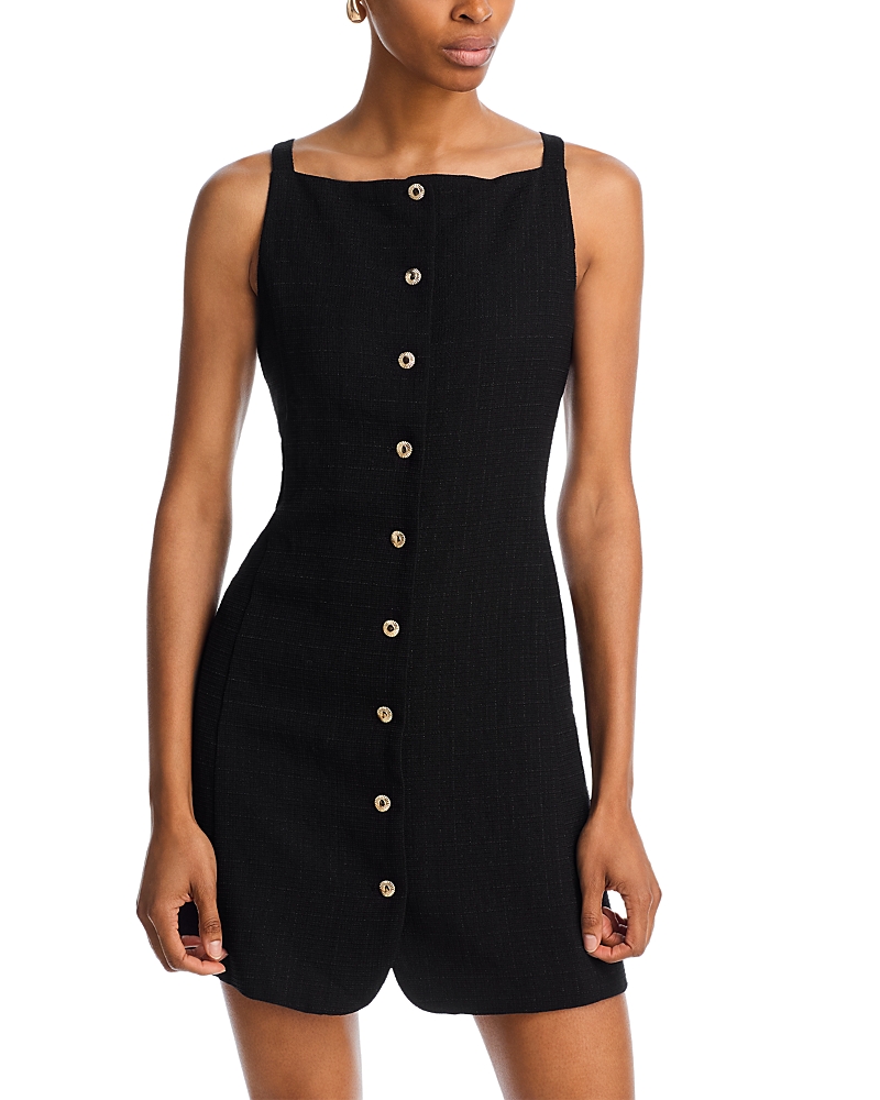 Wayf Alice Button Front Mini Dress In Black