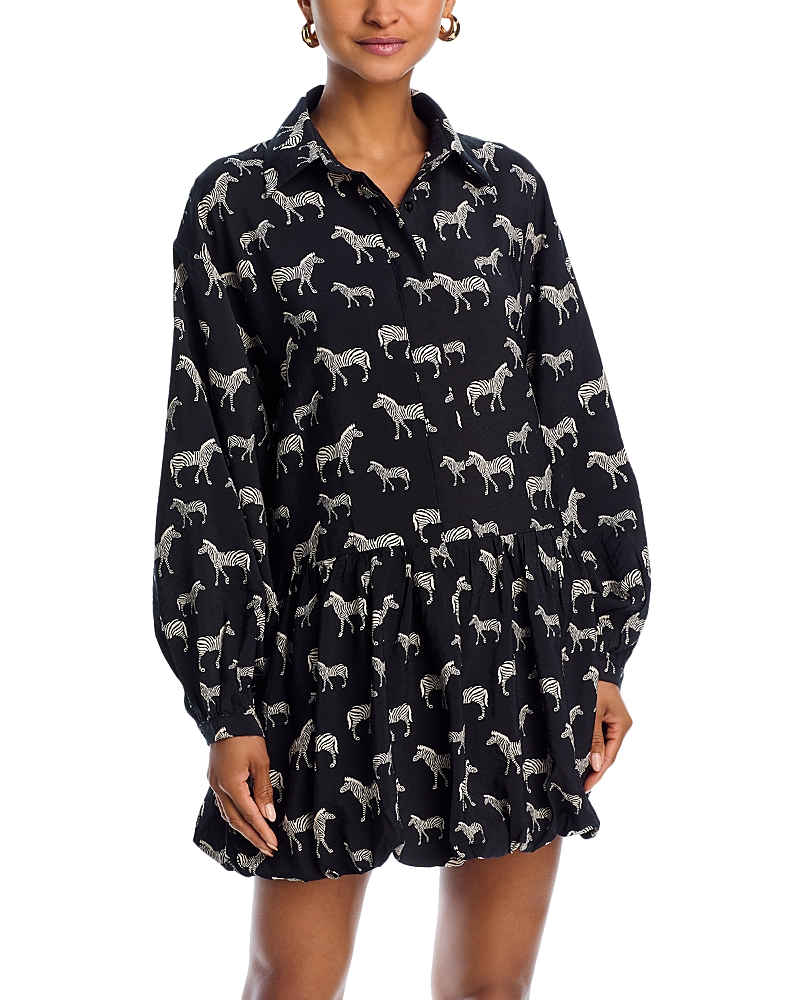 Aqua Zebra Long Sleeve Dress - Exclusive In Black/white