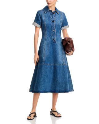 Button Front Denim Dress