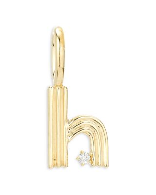 9K Yellow Gold Diamond Groovy Initial Charm Pendant