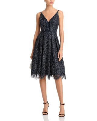 Bow Trim Fit and Flare Dress