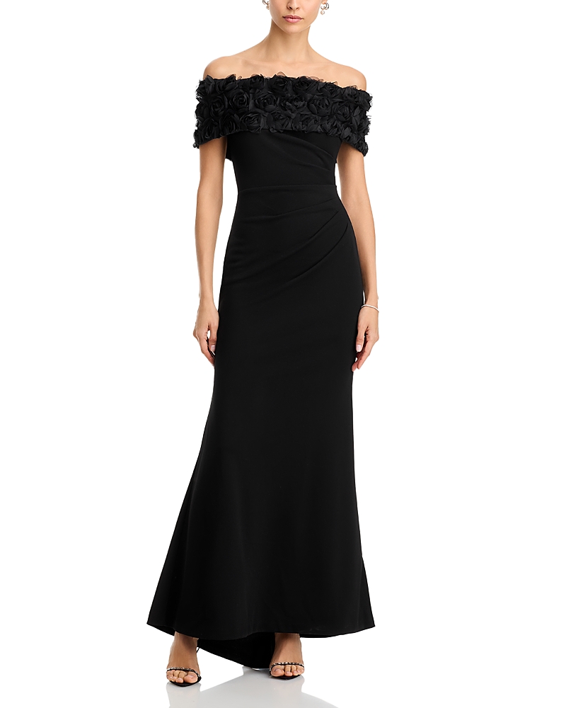 ELIZA J OFF-THE-SHOULDER SIDE TUCK GOWN