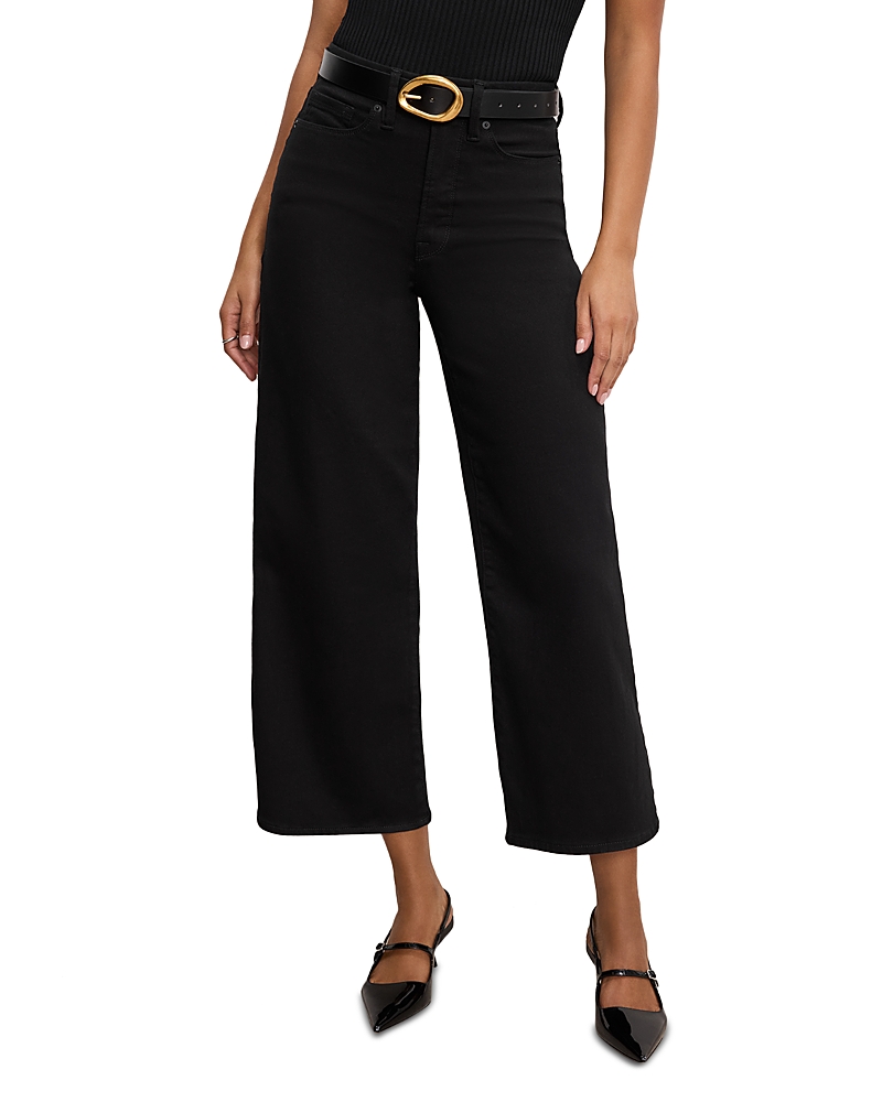 Good American Good Waist Crop Palazzo Jeans In Black