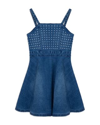Truce - Girls' Studded Fit and Flare Denim Dress - Big Kid