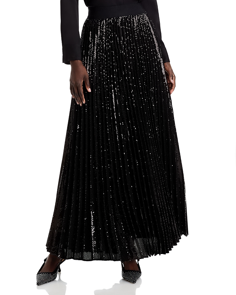 Alice And Olivia Alice + Olivia Ivey Sequin-embellished Crepe Maxi Skirt In Black