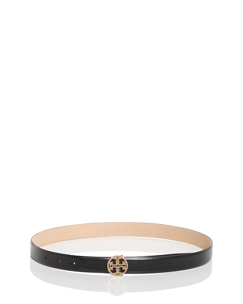 Tory Burch Women's Miller Logo Embellished Leather Belt In Black