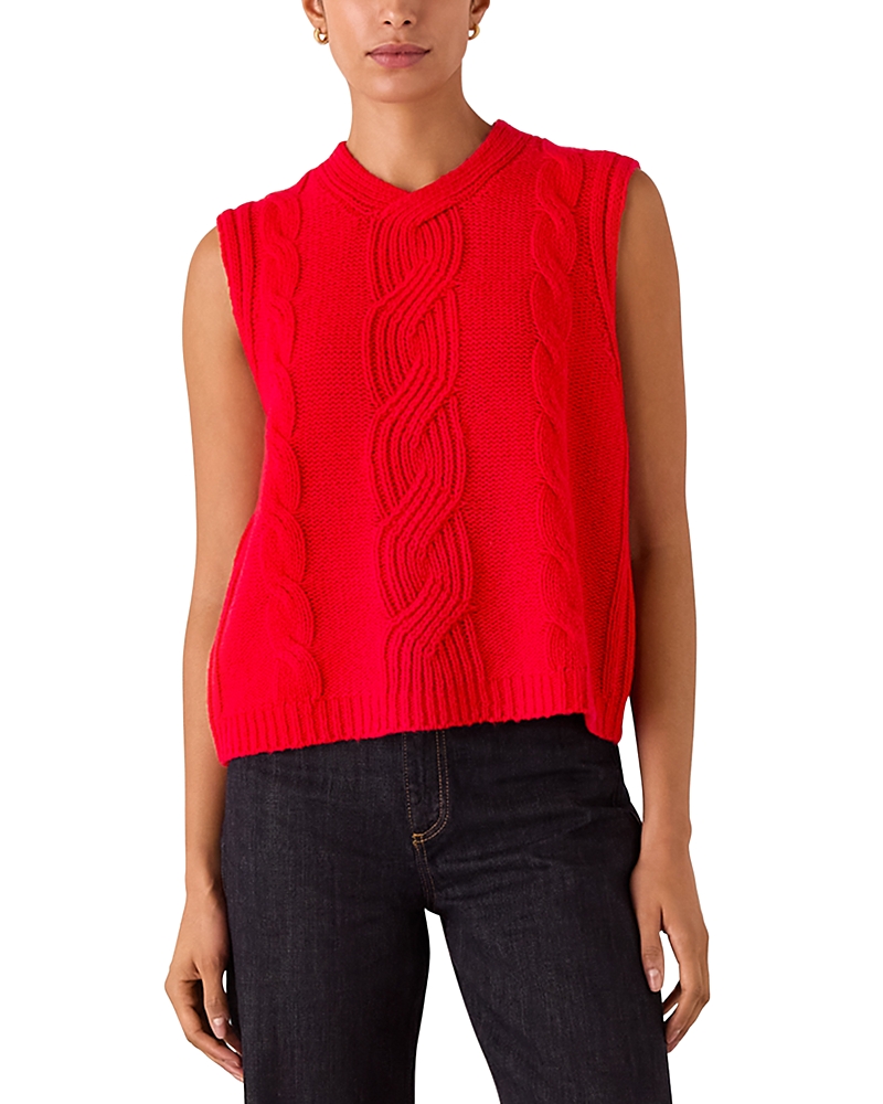 Whistles Cable Knit Sleeveless Sweater In Red