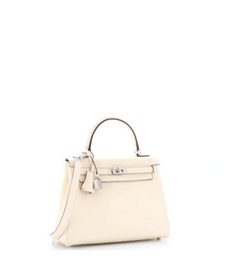 Pre-Owned Hermes Kelly 25 Handbag Light Swift with Palladium Hardware