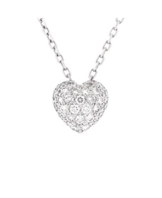 Pre-Owned Cartier Medium Heart Pendant Necklace 18K White Gold and Pave Diamonds