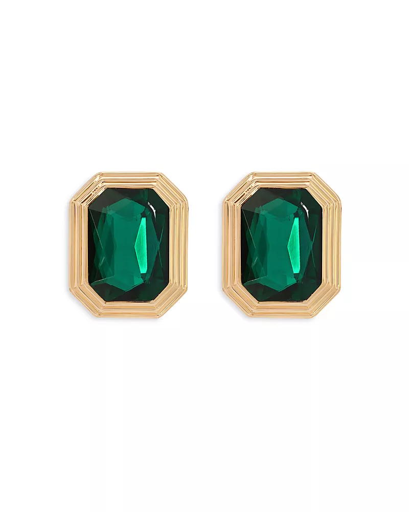 Ettika Color Stone Stud Earrings in 18K Gold Plated