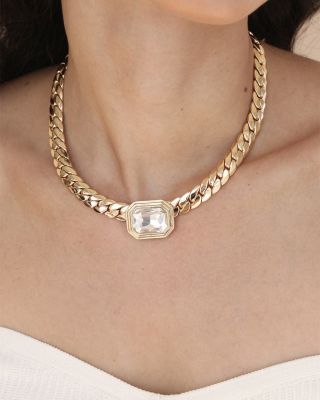 Stone Deco Statement Necklace, 15"-18"