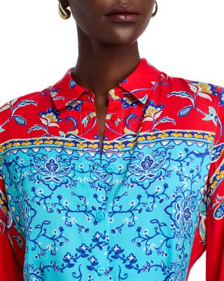 Paulina Isle of Capri Tie Waist Printed Shirtdress