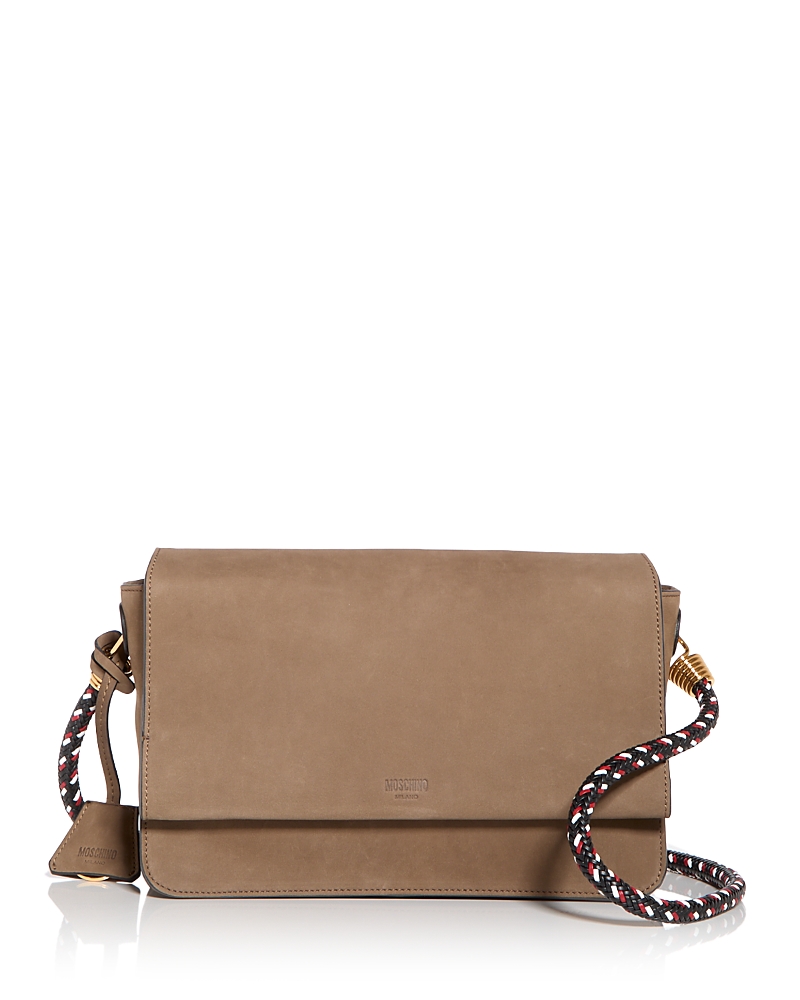 Moschino Suede Shoulder Bag In Forest