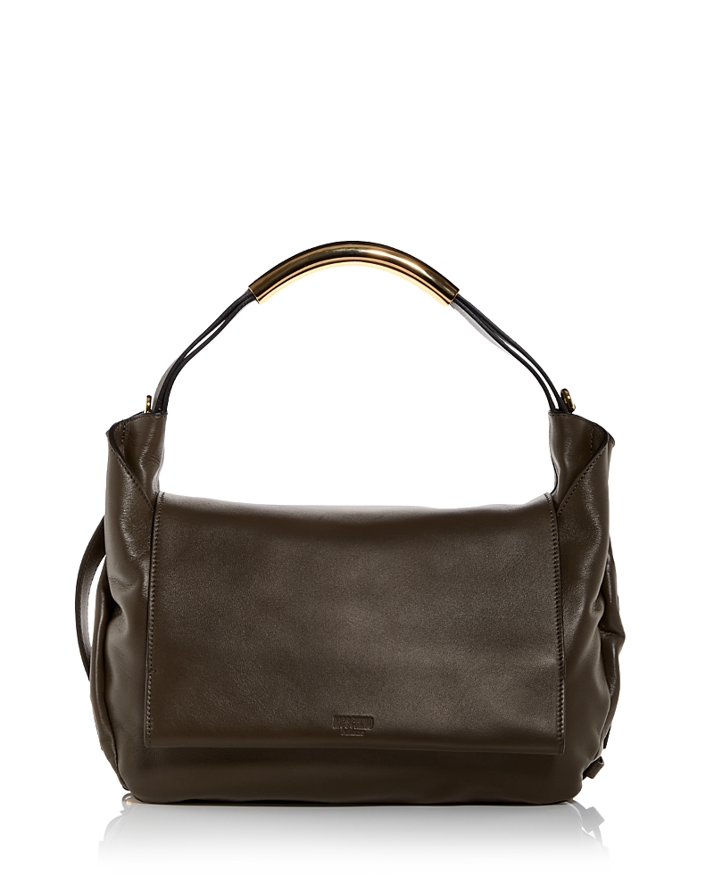 Moschino Handle Me Leather Top Handle Bag In Forest