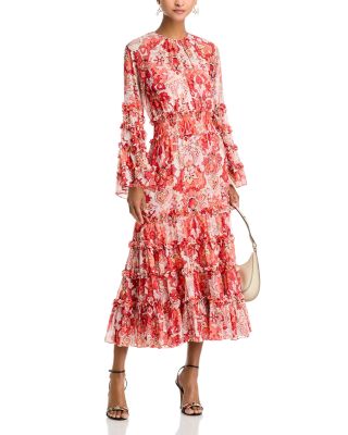 Damask Sunnina Ruffled Tiered Midi Dress
