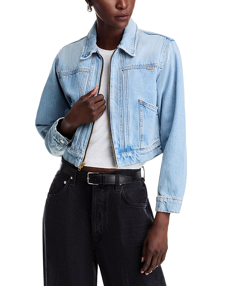 Mother The Duo Shorty Zip-up Denim Jacket In Pedal Fast