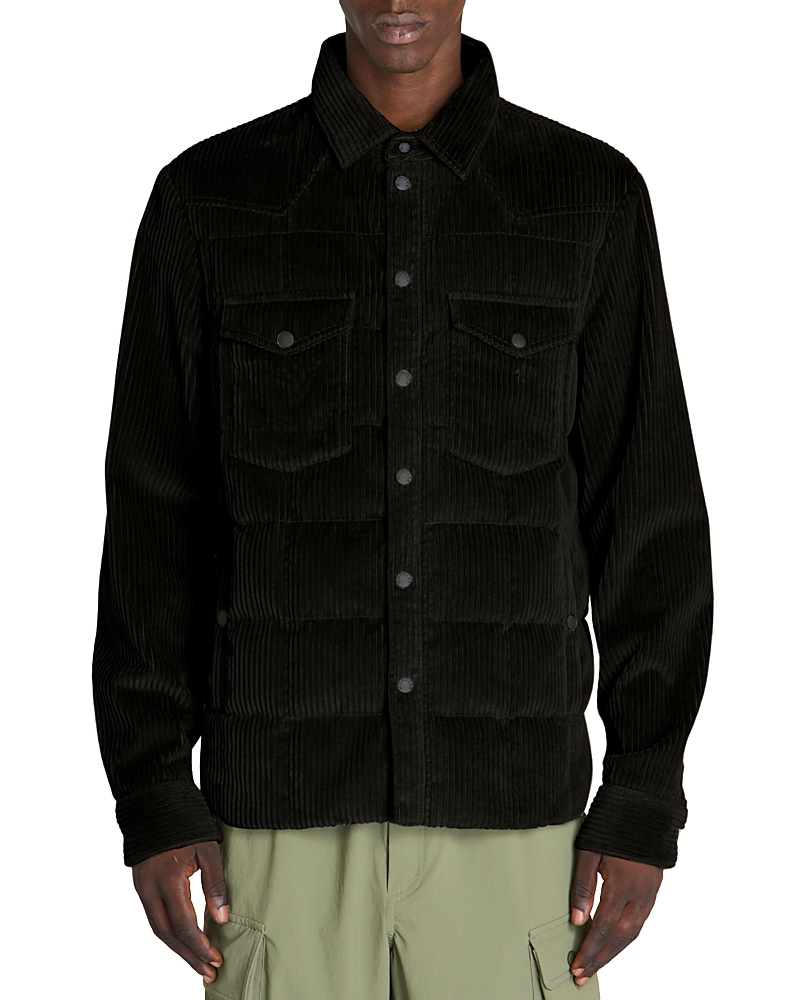 Moncler Gelt Corduroy Down Shirt Jacket In Black