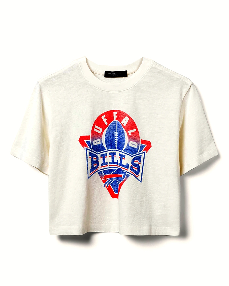 Junk Food Clothing Women's Nfl Buffalo Bills Mock Neck Crop Tee In White