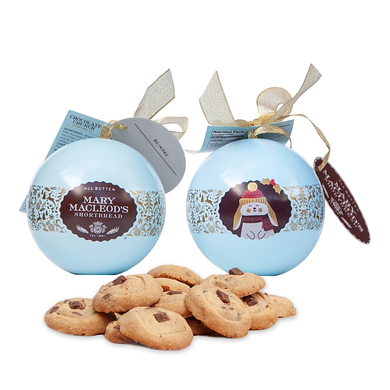 Mary Macleod's Shortbread Chocolate Crunch Cookies Blue Ornament Tin, Set of 2