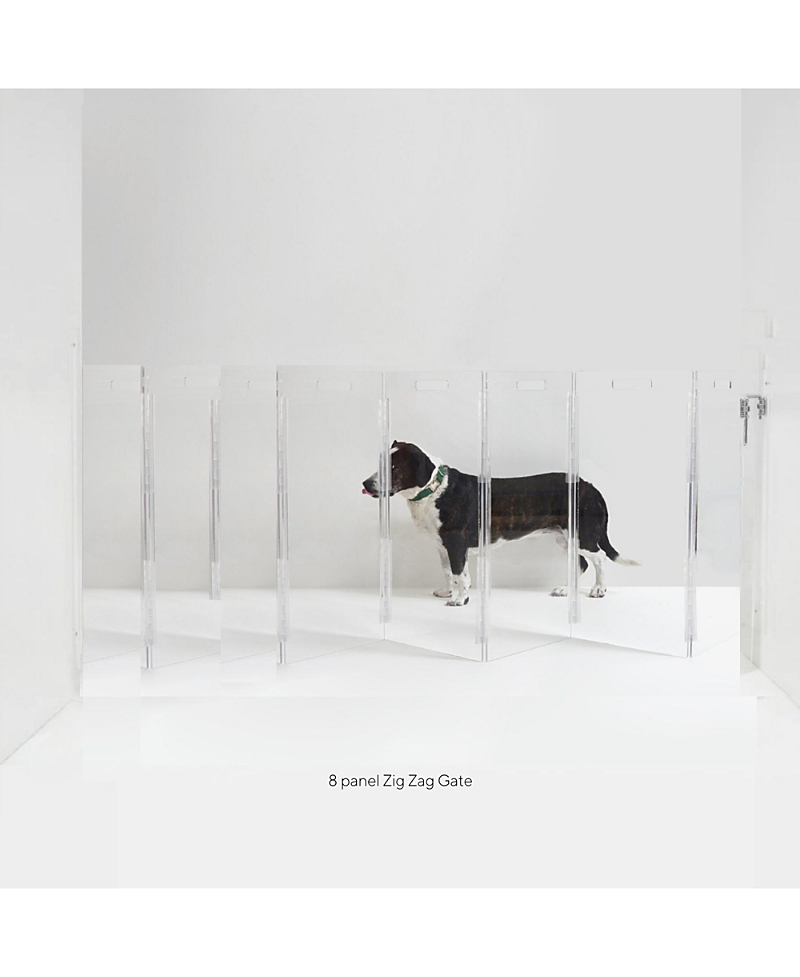 Hiddin Wall Mounted Clear Pet Gate Zig Zag, 8 Panel
