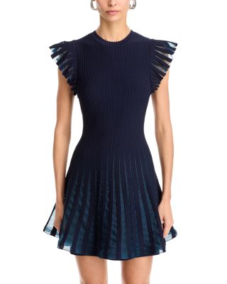 Sheer Flutter Sleeve Knit Dress