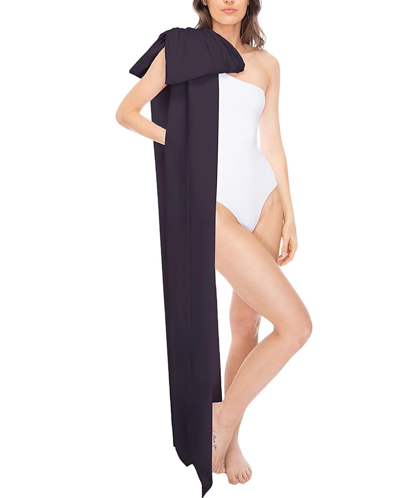 Tabacaru Milly White One-piece Swimsuit In White With Black Row