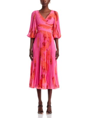 Printed Chiffon Pleated Dress