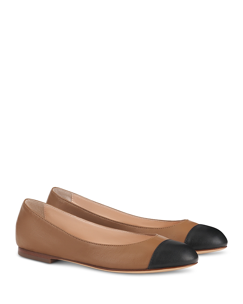Agl Attilio Giusti Leombruni Agl Milly Bicolor Ballet Flats In Nero/cocoa