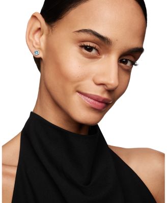 Sterling Silver Chateline Blue Topaz & Diamond Stud Earrings - Exclusive