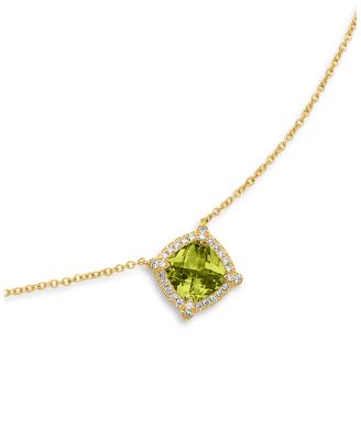 David Yurman Petite Chatelaine Pave Bezel Pendant Necklace in 18K Yellow Gold with Peridot