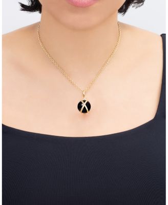 18K Yellow Gold Prisma Black Agate Large Pendant Necklace, 16-18"