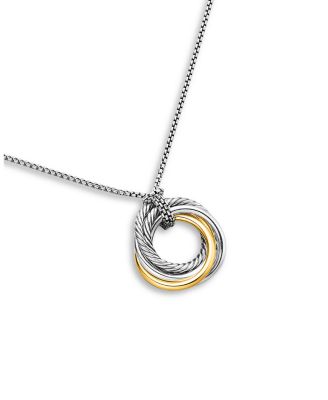 Crossover Small Pendant Necklace with 14K Gold
