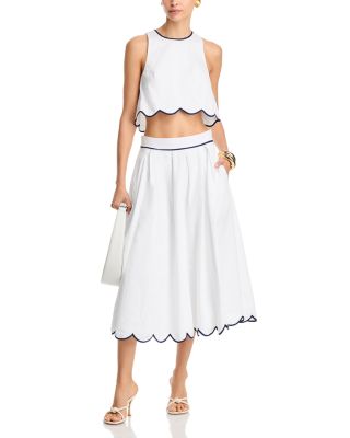 FRENCH CONNECTION - Alexis Scalloped Cropped Top & Midi Skirt