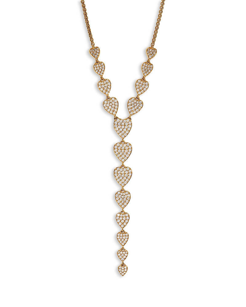 NADRI REAL LOVE PAVE HEART LARIAT NECKLACE IN 18K GOLD PLATED, 16-20