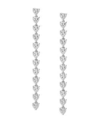Real Love Heart Cubic Zirconia Linear Drop Earrings 