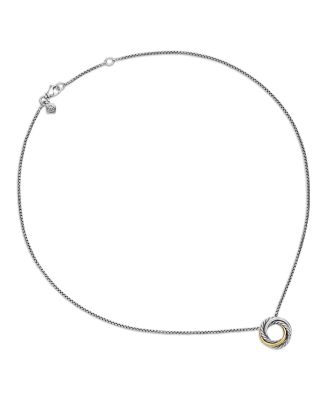 Sterling Silver &amp; 18K Yellow Gold Crossover Mini Pendant Necklace, 17&amp;quot;