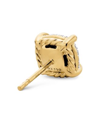 Chatelaine&reg; Stud Earrings in 18K Yellow Gold with Pav&eacute; Diamonds, 8mm