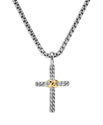 David Yurman - Petite X Cross Necklace with 14K Gold, 16"