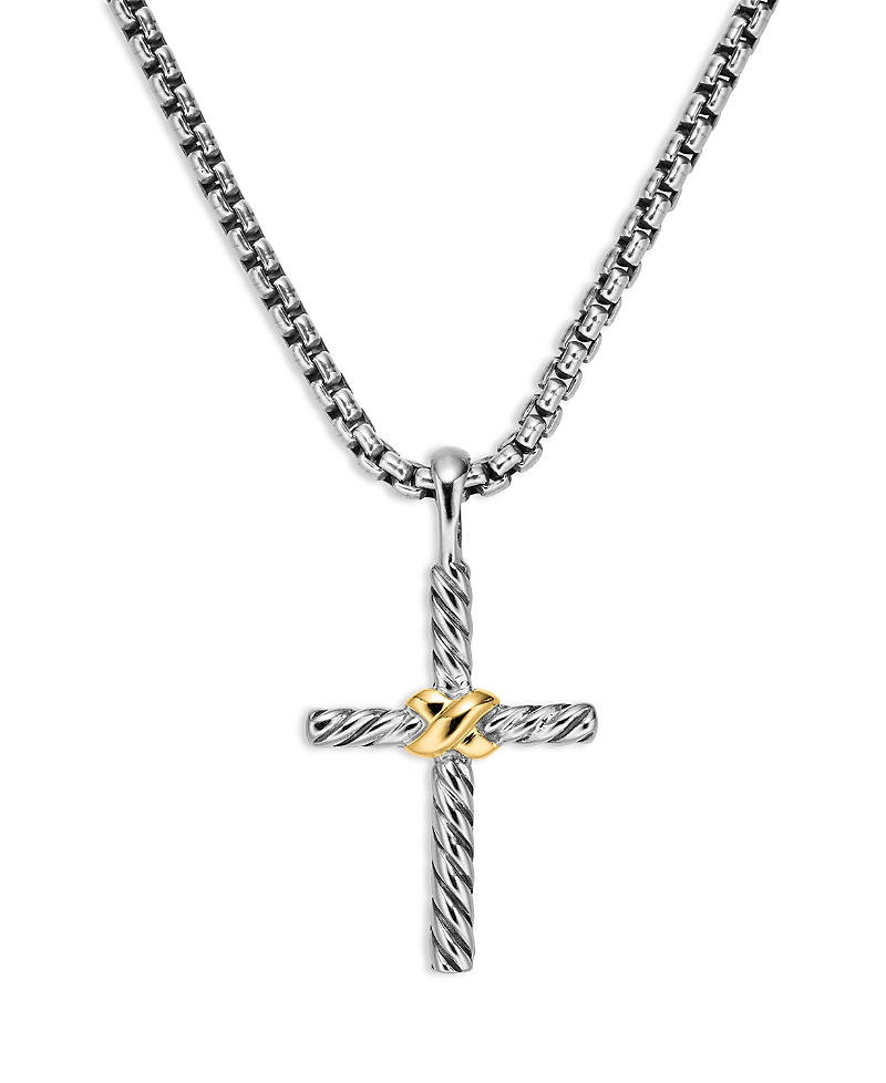 David Yurman Petite X Cross Necklace with 14K Gold, 18